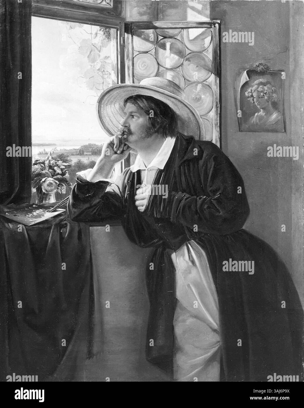 Dieses Porträt von Thomas Fearnley aus dem Jahr 1829, gemalt von Friedrich Bernhard Westphal, zeigt den norwegischen Künstler in einem klassischen Stil des 19. Jahrhunderts. Das Gemälde ist in einer privaten Sammlung untergebracht. Stockfoto