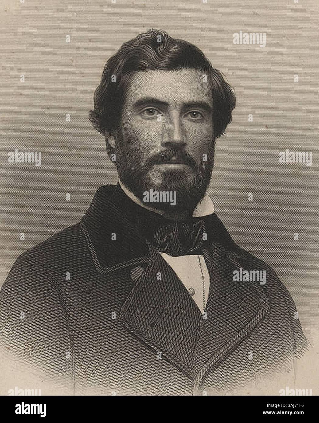 Dieser 1860 von Alexander Hay Ritchie gekürzte Kupferstich zeigt Hinton Rowan Helper, einen Abolitionisten, der für seine Schriften gegen die Sklaverei in den Vereinigten Staaten bekannt ist. Stockfoto