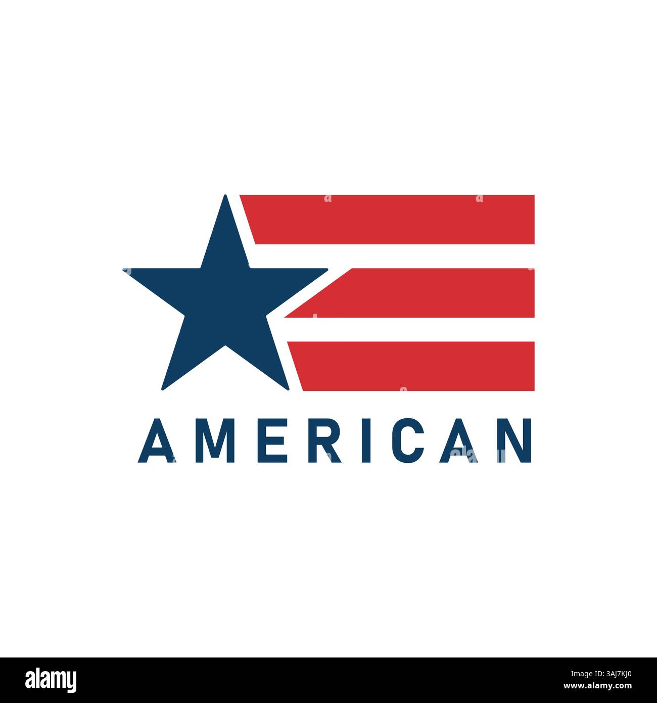 Stern mit rotem Streifen einfaches minimalistisches Vektor-Logo-Design mit amerikanischer Flagge, perfekt für patriotische Marken, Bekleidung und moderne Grafikprojekte Stock Vektor