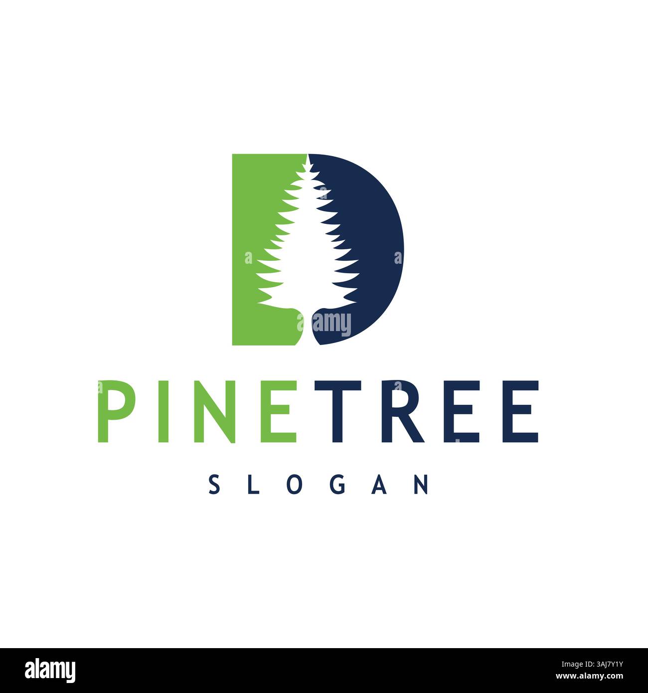 Minimalistisches Kiefernbaum-Logo mit Buchstabe D einfaches Vektor-Design für Natur- oder Abenteuer-Logo-Design Stock Vektor
