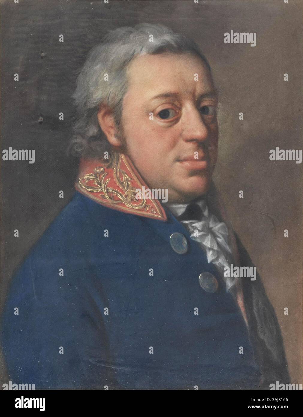 Ein pastellfarbenes Porträt von Adolph, Landgraf von Hessen-Philippsthal-Barchfeld (1743–1803), dem Ehemann von Prinzessin Louise von Sachsen-Meiningen. Dieses Kunstwerk unterstreicht die aristokratische Kleidung und den formellen Stil der Epoche. Stockfoto