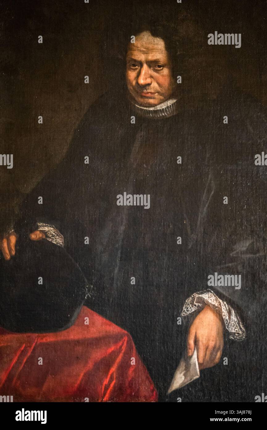 Giovanni Enrico Vaymers Porträt von Giovanni Antonio Queirolo (um 1738) veranschaulicht die Porträtkunst des Künstlers. Beeinflusst von der französischen Malerei und Van Dyck führte Vaymer einen realistischeren und informelleren Ansatz zu seinen Themen ein, der den sich entwickelnden Stil der Zeit widerspiegelt. Stockfoto