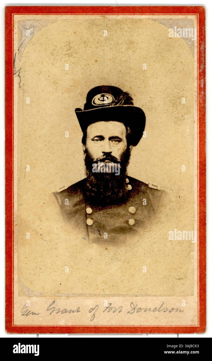 Ein Foto von Ulysses Grant, aufgenommen zwischen 1861 und 1865. Grant war während des Amerikanischen Bürgerkriegs ein wichtiger General der Union, berühmt für seine Führung in der Schlacht von Fort Donelson. Stockfoto