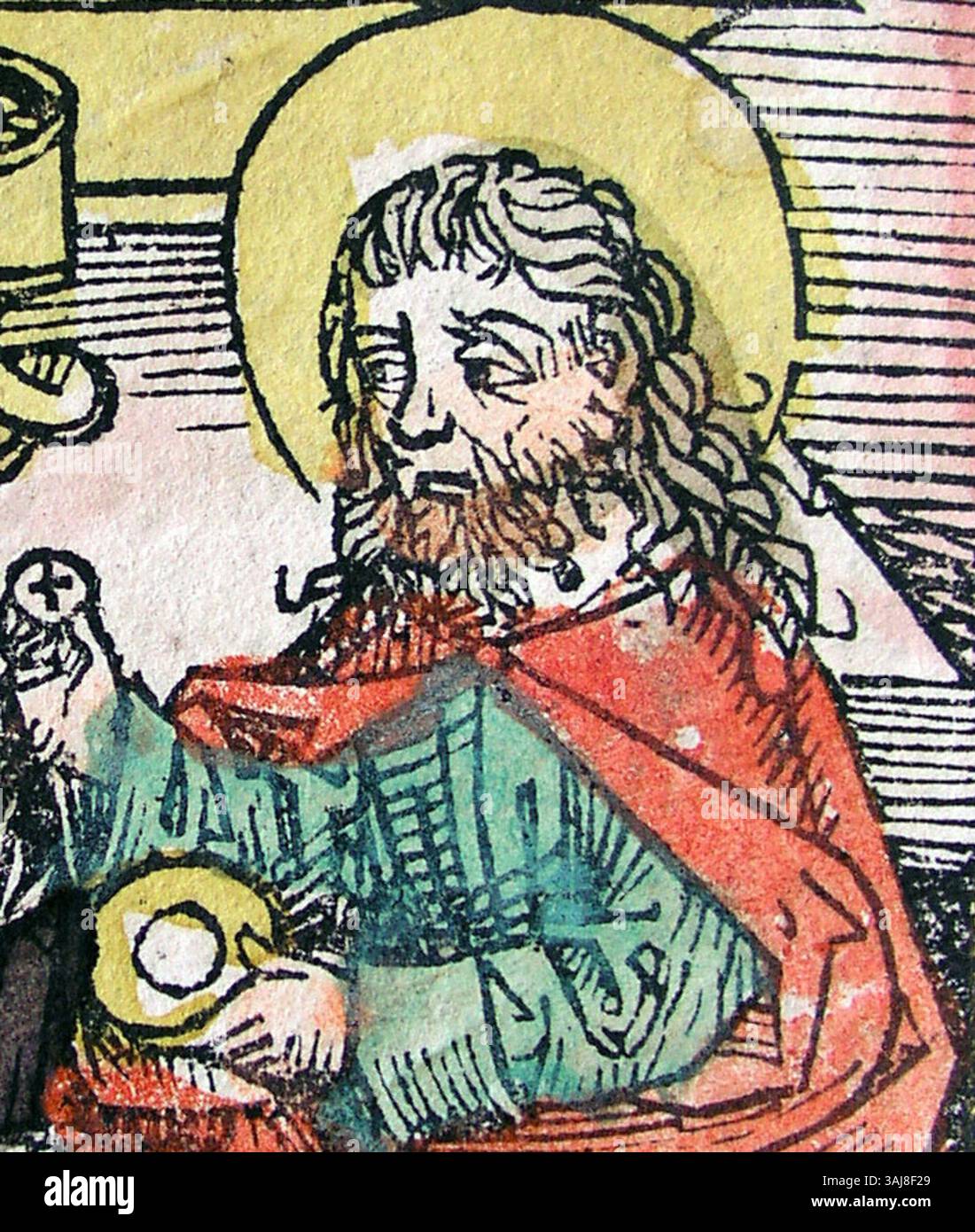 Illustrationen aus der Nürnberger Chronik von Hartmann Schedel zeigen die Unterwerfung von Papst Calixtus II. An Papst Callixtus II. Dieses Werk aus dem 15. Jahrhundert zeigt die mittelalterliche europäische Geschichte und die religiöse Autorität der Kirche während dieser Zeit. Stockfoto