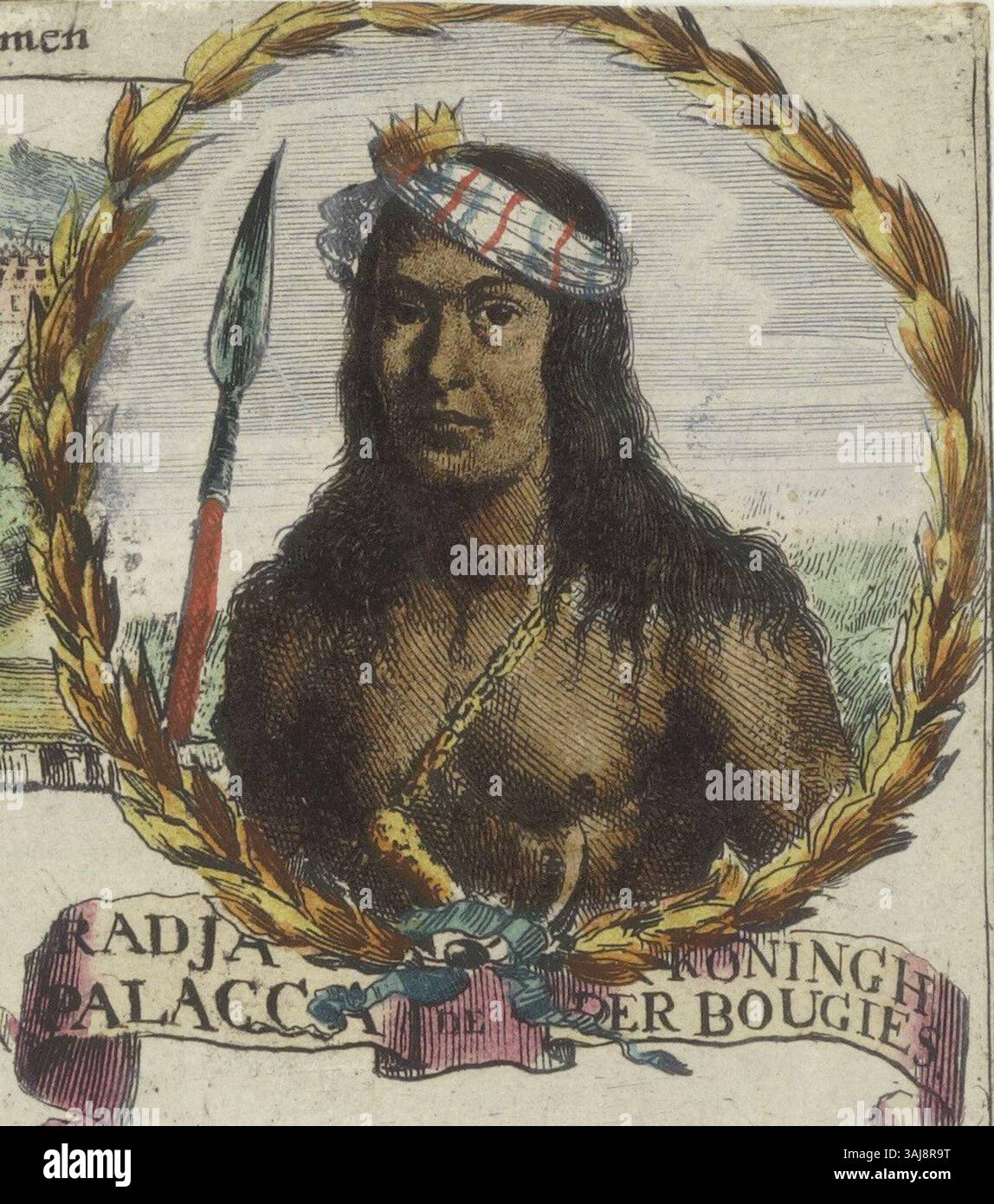 Die Eroberung Macassars durch Speelman, 1666-1669. Kupferstich von Romeyn de Hooge, der das militärische Engagement während der niederländischen Kolonialeroberung auf Ostindien darstellt. Stockfoto