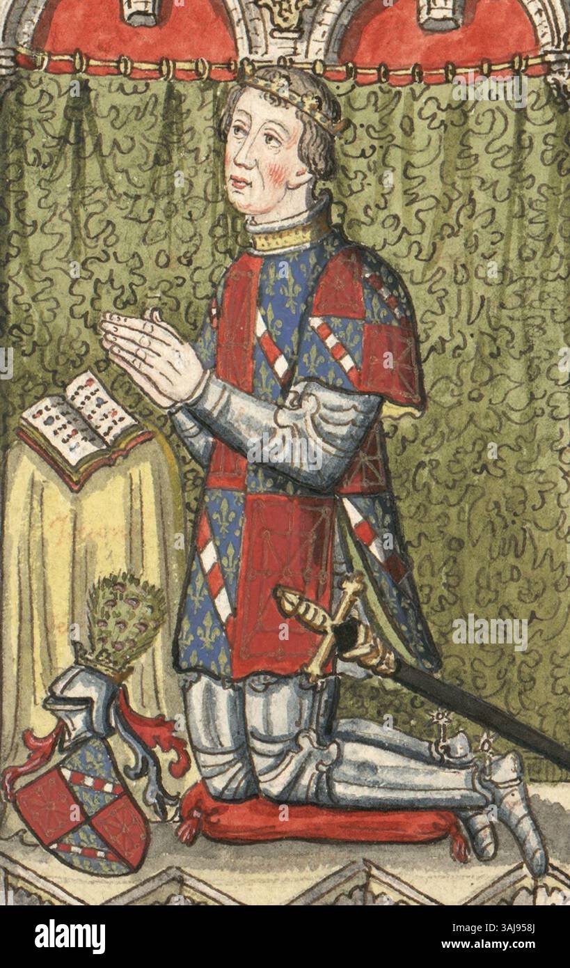 Dieses anonyme Kunstwerk stammt aus einer unbekannten Zeit und zeigt Karl III. Von Navarra, der seine königliche Präsenz und königliche Kleidung einfängt und den künstlerischen Stil dieser Zeit widerspiegelt. Stockfoto