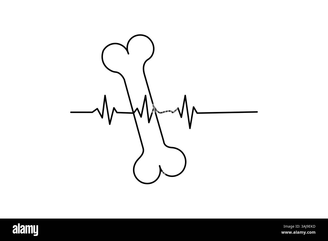 Einzeiliges Objekt-Vektorgrafik des Hundeknochens isolierter schwarzer weißer Hintergrund Stock Vektor
