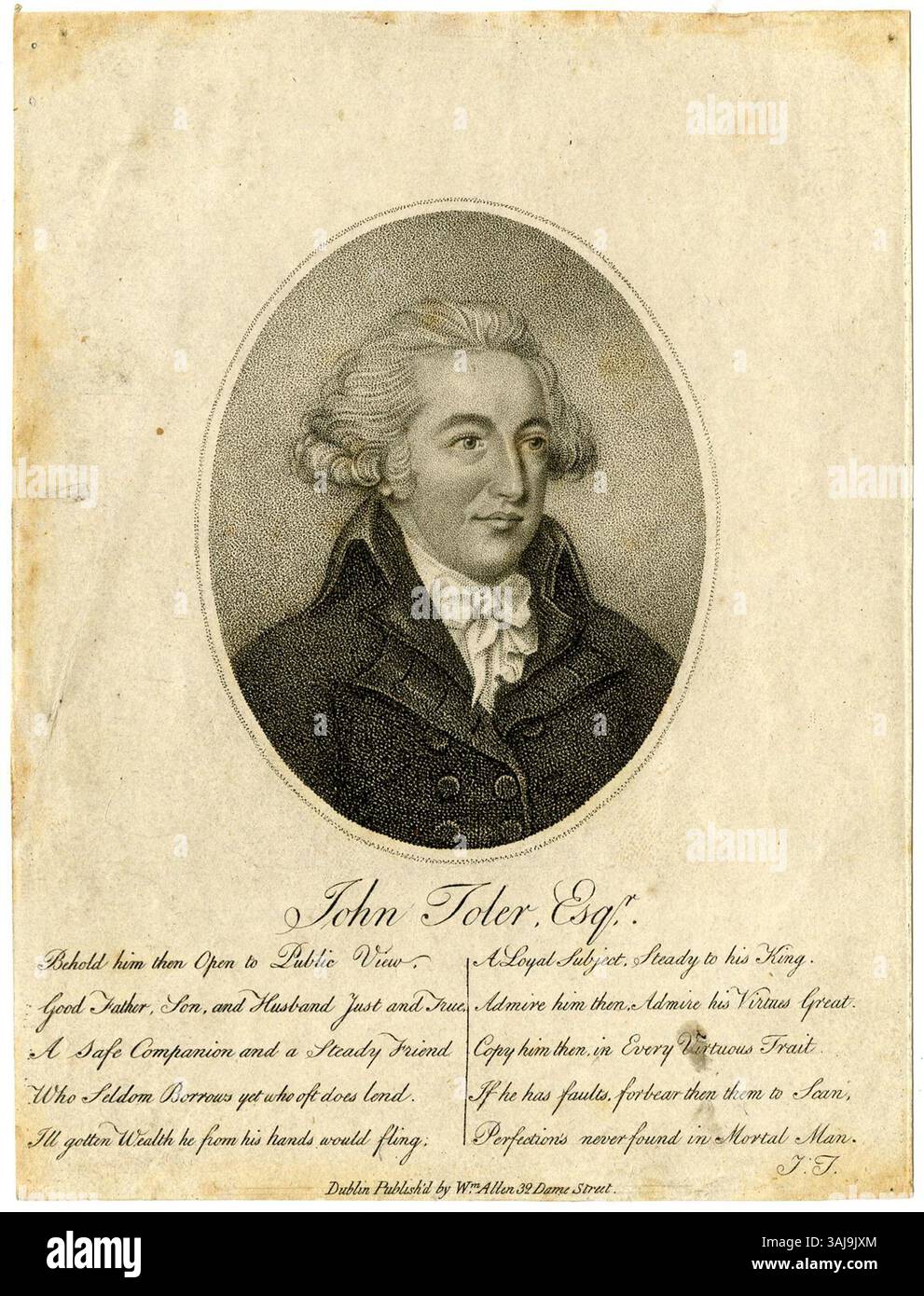 Ein Stippelstich von John Toler, dem späteren 1. Earl of Norbury, um 1786–1790, der ihn im Stil des frühen 19. Jahrhunderts darstellt. Stockfoto