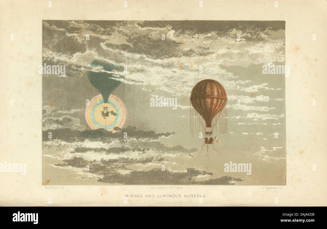Travels in the Air, ein Buch von James Glaisher und anderen, das 1871 veröffentlicht wurde. Es enthält einen Bericht über Luftfahrt-Expeditionen und wissenschaftliche Entdeckungen im Ballonflug. Stockfoto