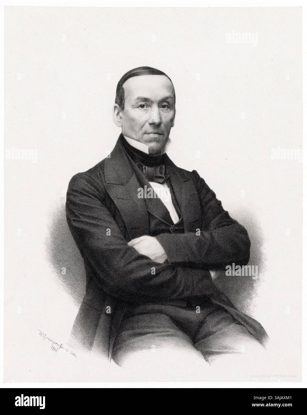 Diese Lithographie von 1861 von Friedrich Wilhelm Graupenstein zeigt Karl August Stoffert. Sie befindet sich in der Staats- und Universitätsbibliothek Hamburg Carl von Ossietzky. Stockfoto
