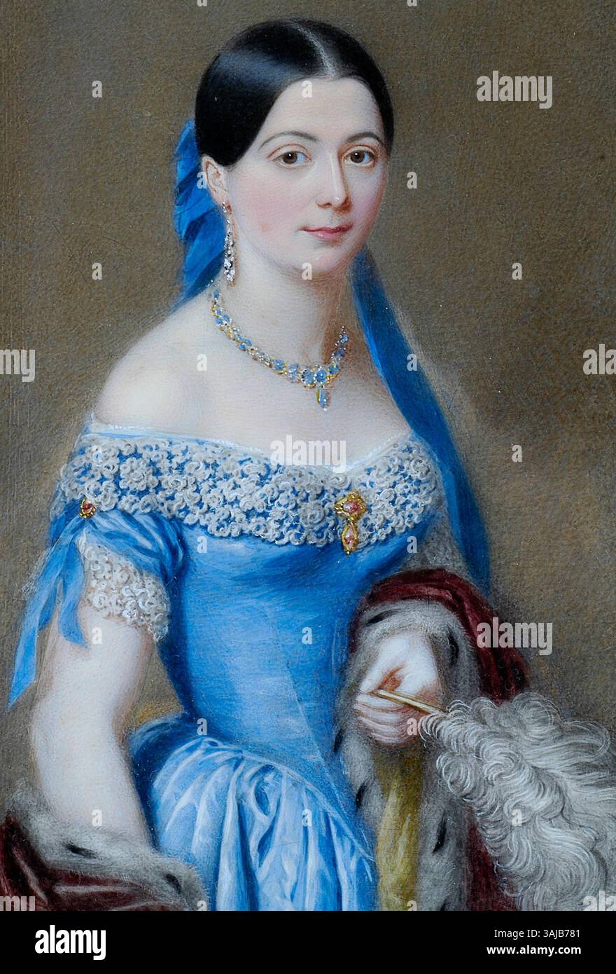 Dieses zwischen 1842 und 1846 entstandene Porträt von Mary Milner, Dowager Countess of Strathmore, zeigt ihren edlen Status und zeigt einen raffinierten Stil des 19. Jahrhunderts. Stockfoto