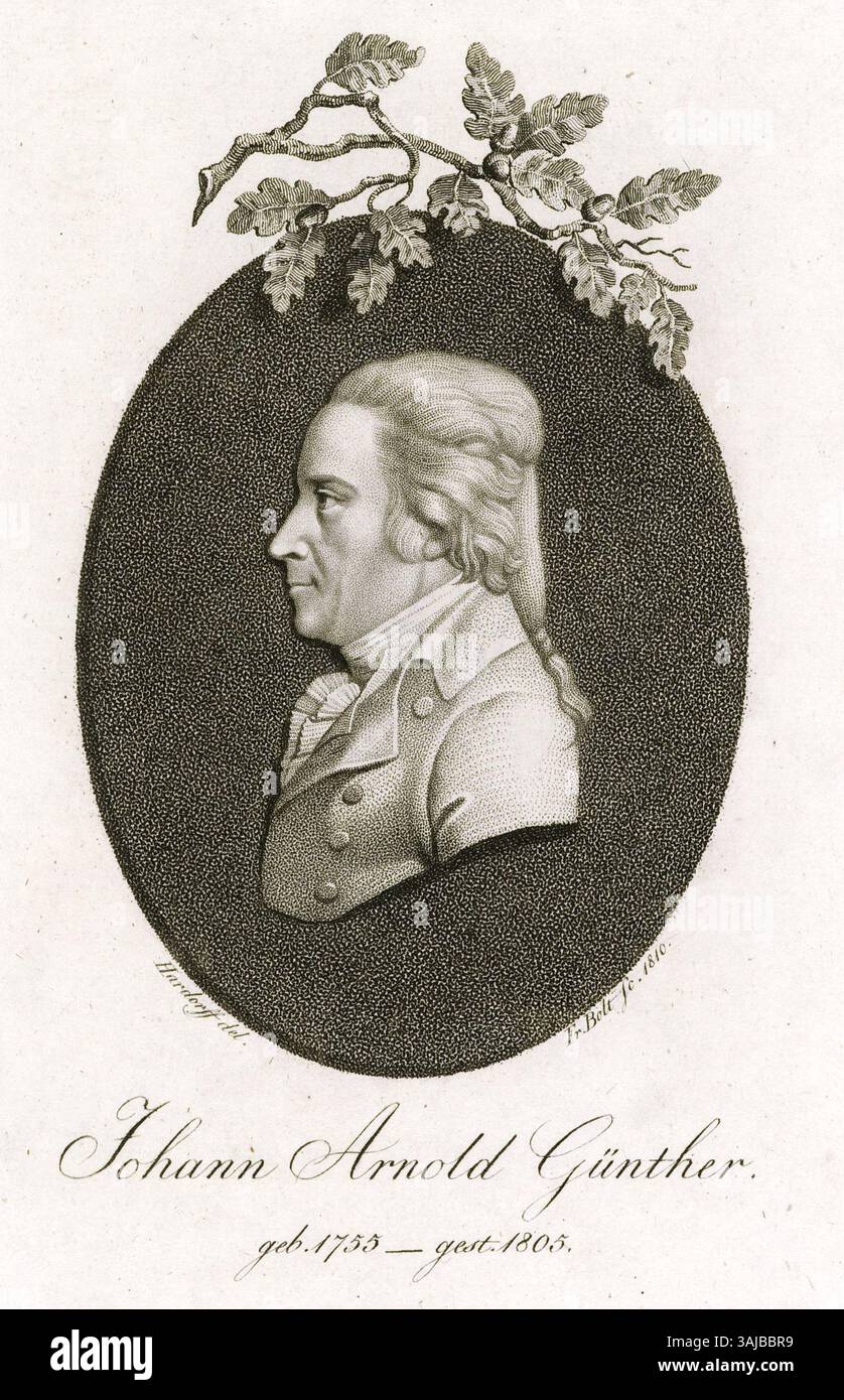 Dieser 1810 von Johann Arnold Günther geschaffene Kupferstich von Johann Friedrich Bolt und Gerdt Hardorff spiegelt seine intellektuelle und wissenschaftliche Rolle in formaler Kleidung wider und spiegelt die akademische Kultur der Zeit wider. Stockfoto