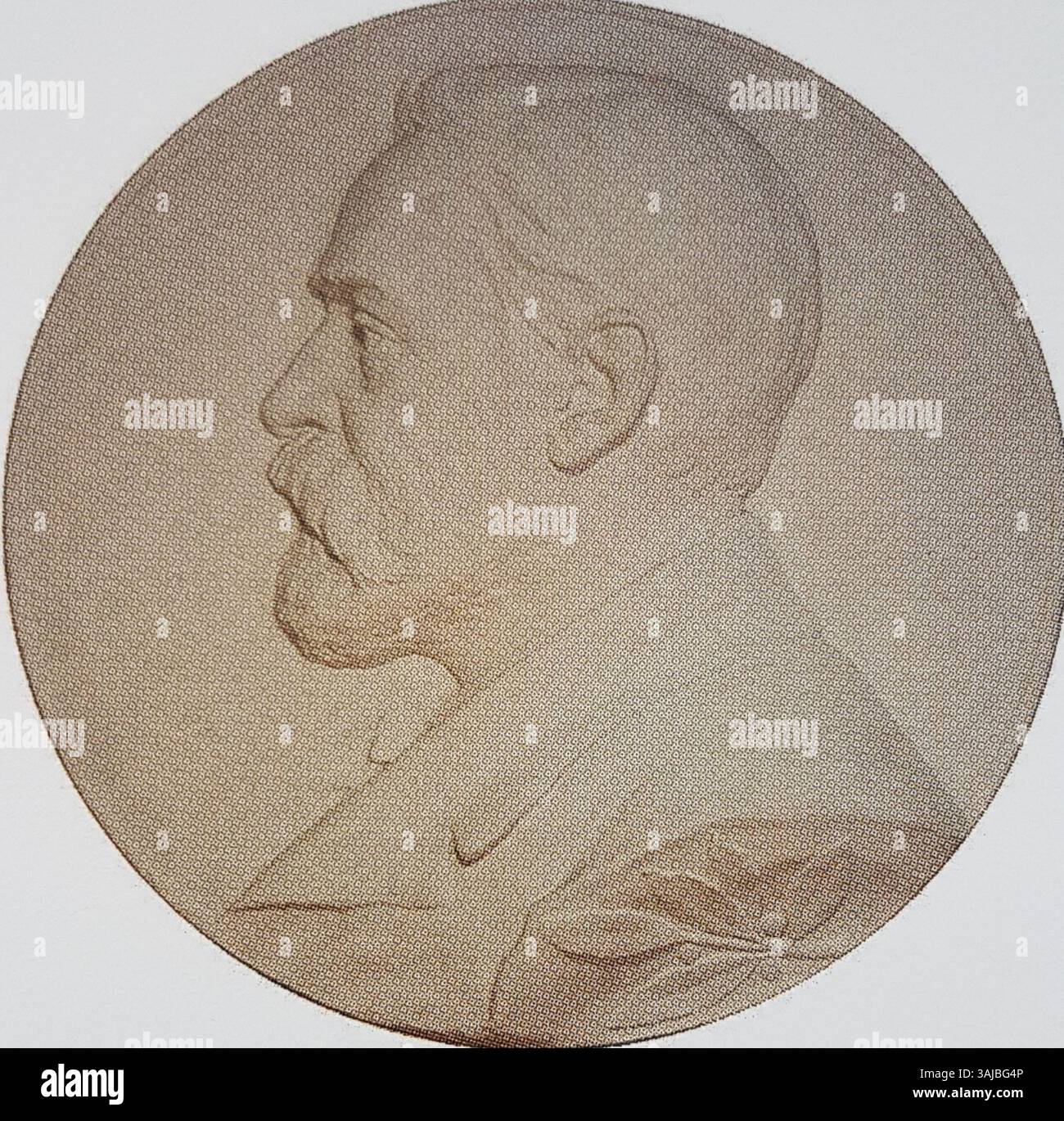 Ein Gipsporträt von Alfred Nobel, dem Erfinder des Dynamit und Gründer der Nobelpreise, aus der Sammlung der Schwedischen Akademie der Wissenschaften. Stockfoto