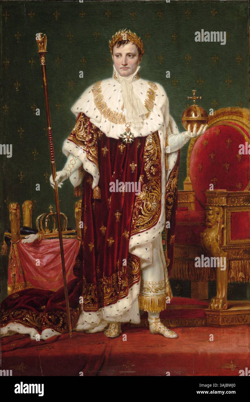 Jacques-Louis David, Porträt Napoleons I., um 1804. Dieses Bild von Napoleon in seinem zeremoniellen Gewand wurde nach seiner Krönung beauftragt, sein kaiserliches Bild zu etablieren. Stockfoto