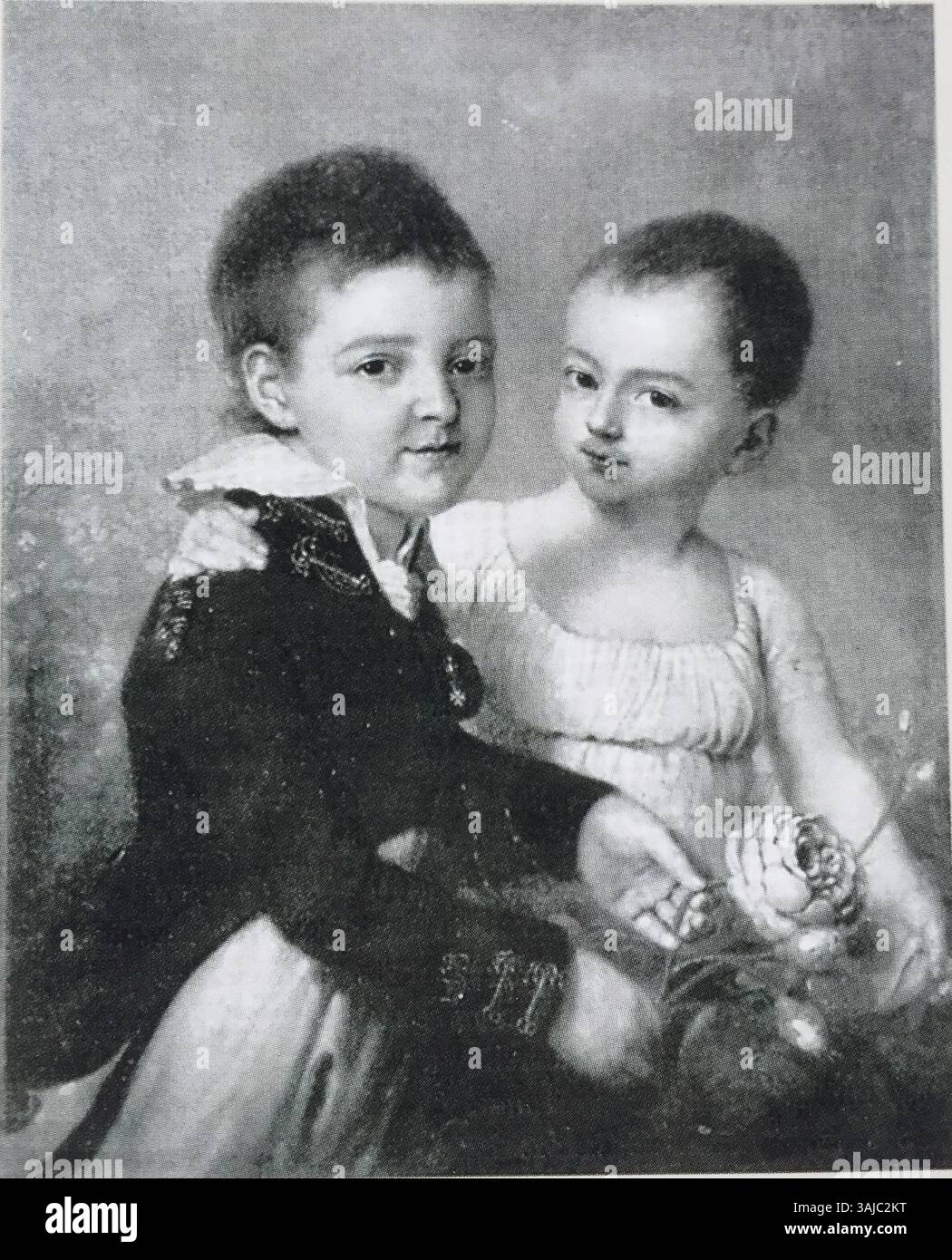 Ein Porträt von Baronin Sofia und Baron Pawel Serdobin, gemalt von Wladimir Borovikowski in den 1800er Jahren Das Ölgemälde zeigt den aristokratischen Lebensstil und den Status des russischen Adels. Stockfoto