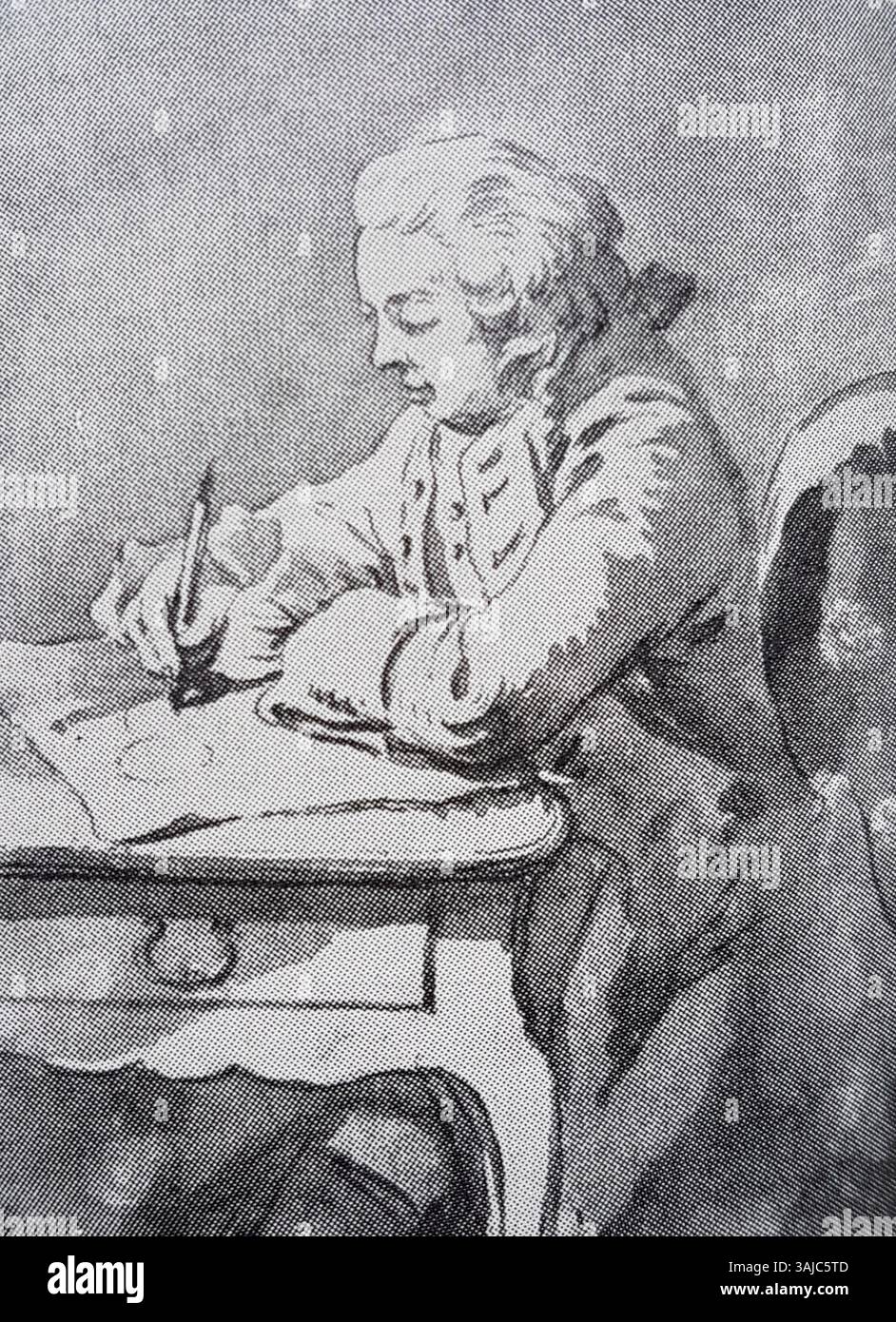 Jean E. Rehns Selbstporträt aus dem 19. Jahrhundert, das mit Tusche erstellt wurde, demonstriert komplizierte Linienführung und eine Konzentration auf Details, die das Bild des Künstlers mit feiner Präzision darstellt. Stockfoto