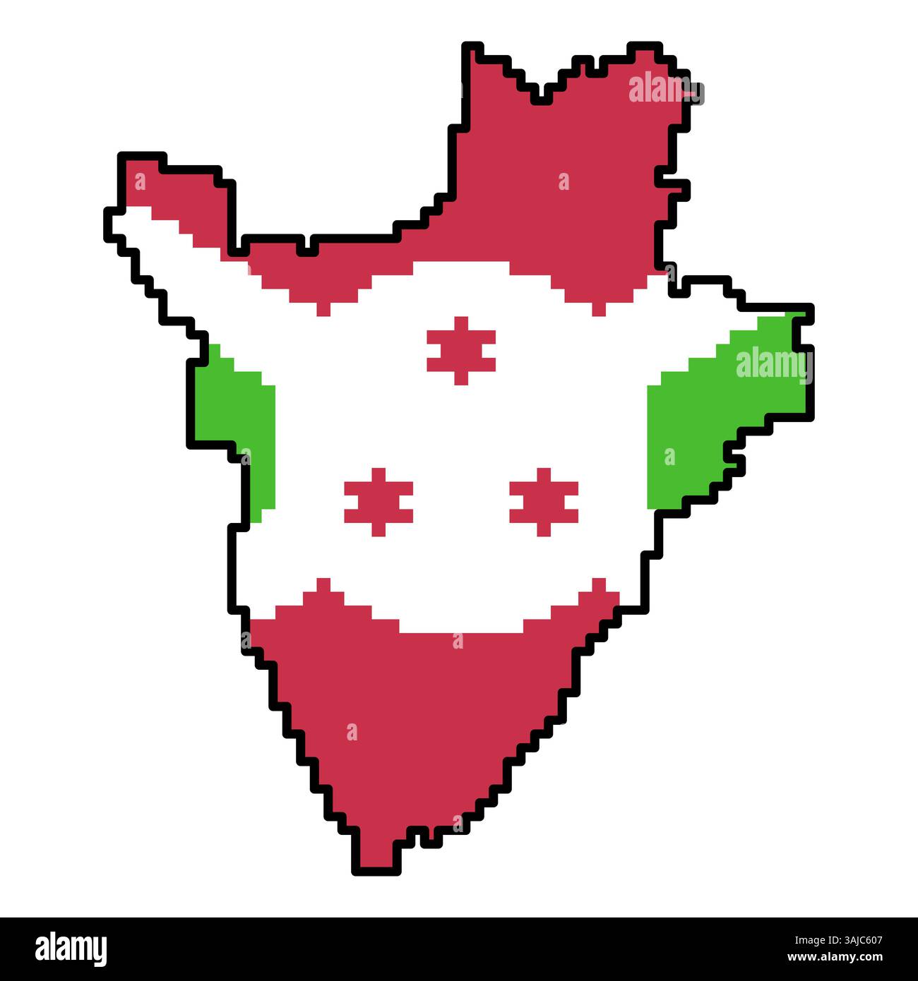 Gepixelte Weltkartensymbole im 8-Bit-Stil mit über 190 Ländern. Perfekt für digitale Kunst, Bildungsprojekte und thematische Designs. Stock Vektor
