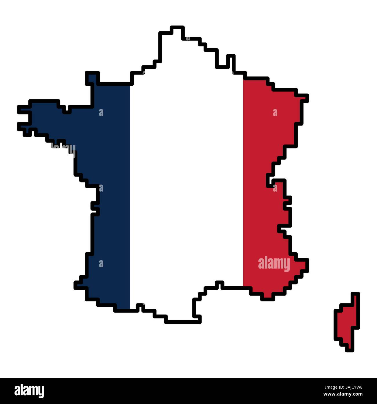 Gepixelte Weltkartensymbole im 8-Bit-Stil mit über 190 Ländern. Perfekt für digitale Kunst, Bildungsprojekte und thematische Designs. Stock Vektor