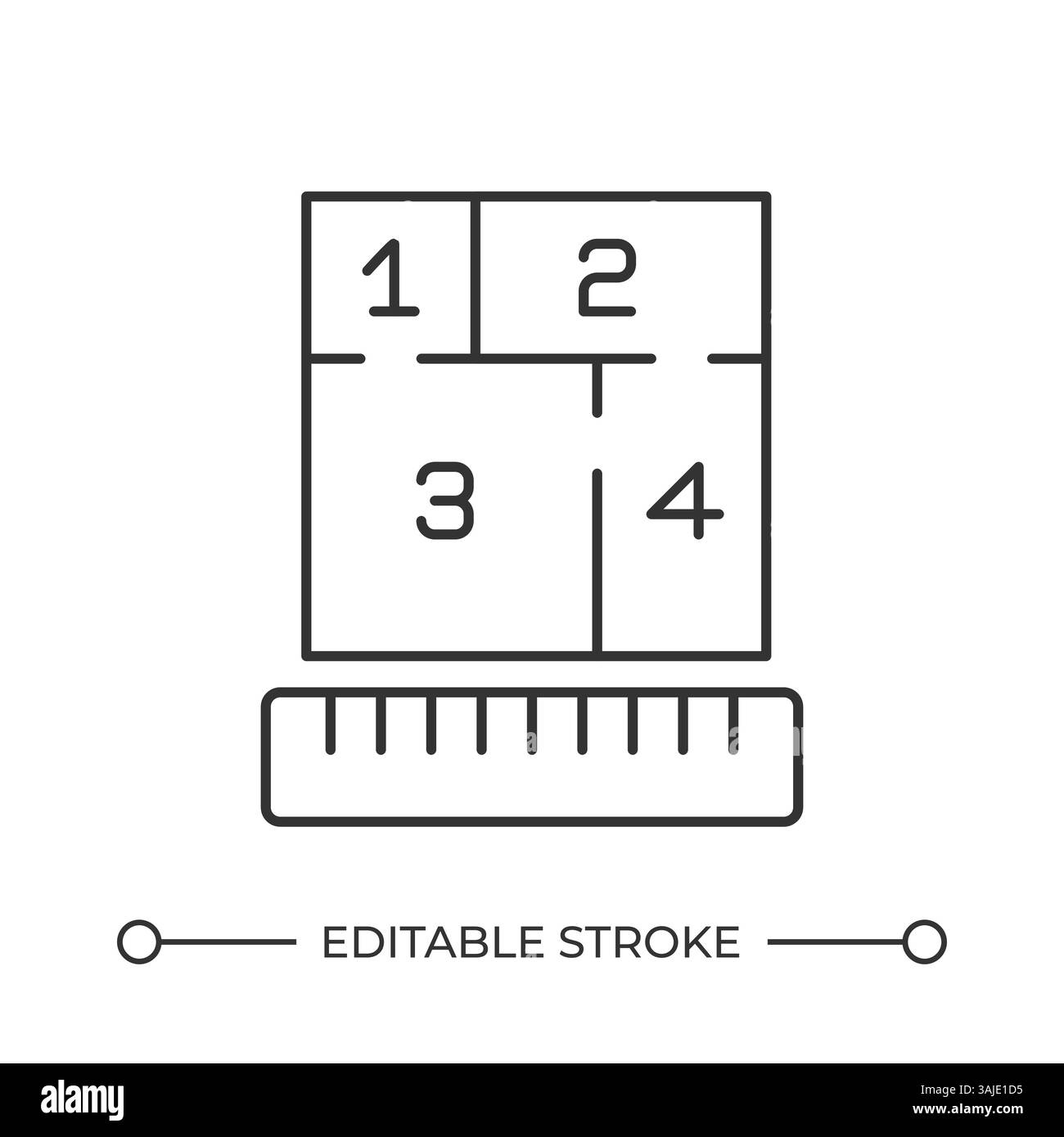 Symbol der quadratischen Messlinie des Gehäuses Stock Vektor
