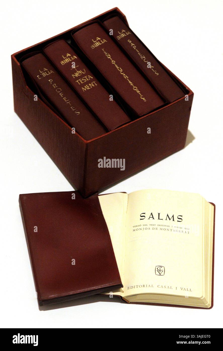 biblia, libros sagrados, literatura liturgica, Salmos, testamento, Sapiemcias, Profetas, katalanisch, texto en catalan, Salmos, La biblia Stockfoto