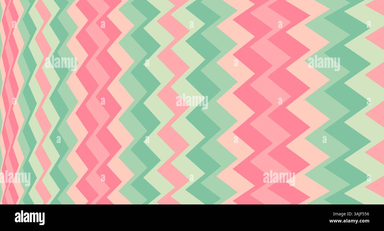 Abstraktes Zickzackmuster in Pastellfarben. Die geometrische Konstruktion erzeugt ein Gefühl von Bewegung und Tiefe. Jedes kreative Projekt dafür zielt darauf ab, eine pl Stockfoto