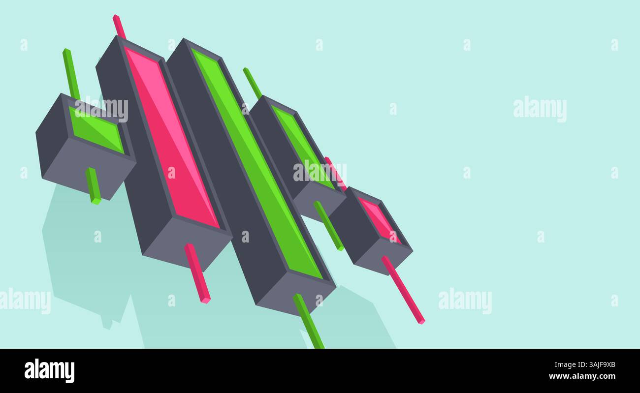 Kerzendiagramm. Minimales Konzept für den Handel mit Kryptowährung, Investmenthandel, Börse. Flache Vektorkonstruktion. Stock Vektor