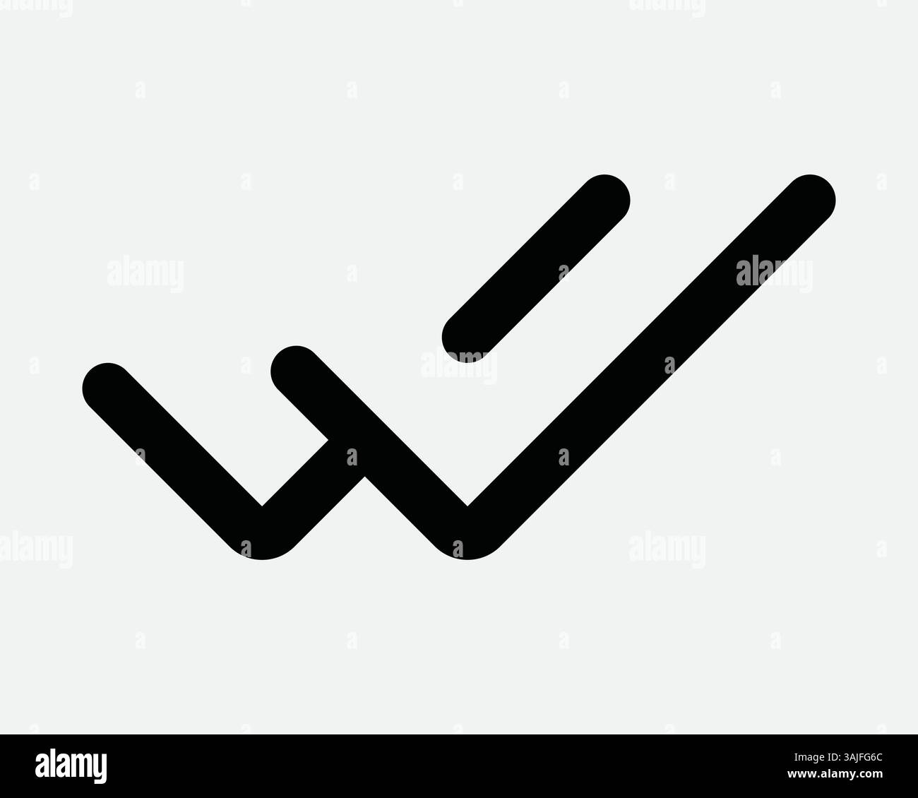 Doppeltes Häkchen Symbol Verifizierung Zwei Häkchen Bestätigung Empfangsmeldung Gesendet Testnachrichten Chat-Schild Symbol Vektor Schwarz Weiß Stock Vektor