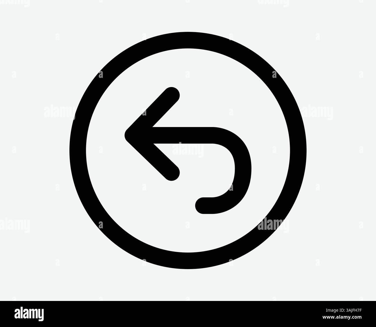 Rückgängig: Pfeil Rundkreis Symbol Rückpunkt Cursor Linke Schaltfläche Wiederholen Kreisförmig Rückwärts Neu Laden Erneut Neu Starten Umriss Linienform Symbol Zeichen Grafik Vecto Stock Vektor