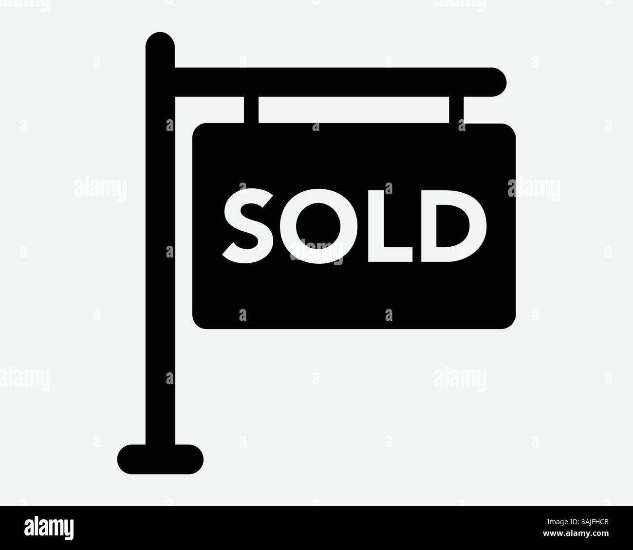 Verkauftes Schild Schwarz Weiß Symbol Hängende Poster Anzeigen Anzeige Anzeige Immobilien Immobilien Zu Verkauf Verkauf Verkauf Kauf Markt Banner Vektor Grafik Illustration Stock Vektor