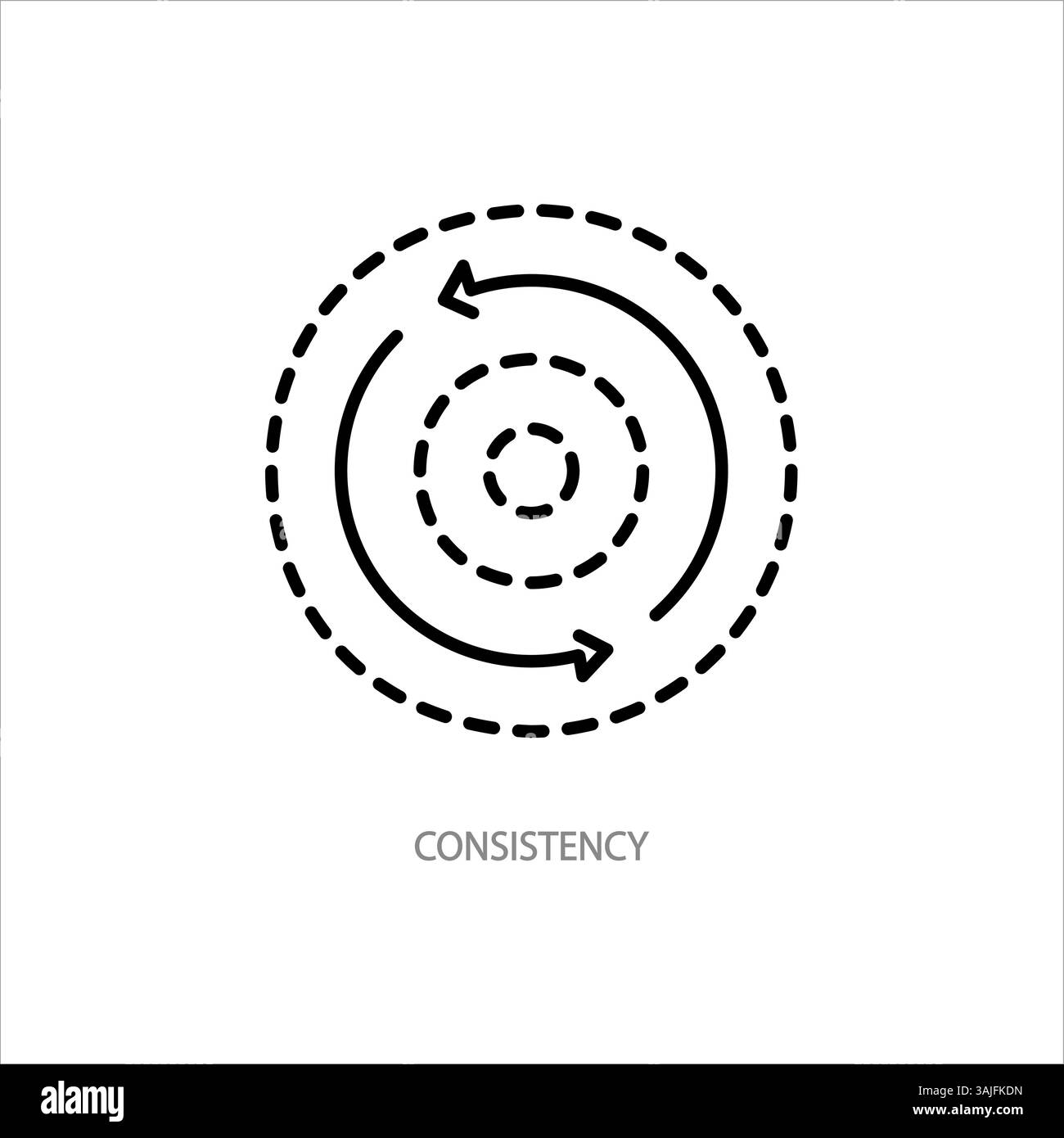 Konsistenzkontur Symbol. Einfache Abbildung von linearen Elementen. Symbol für isolierte Linienkonsistenz auf weißem Hintergrund. Dünnes Strichzeichen kann für die Bahn verwendet werden Stock Vektor