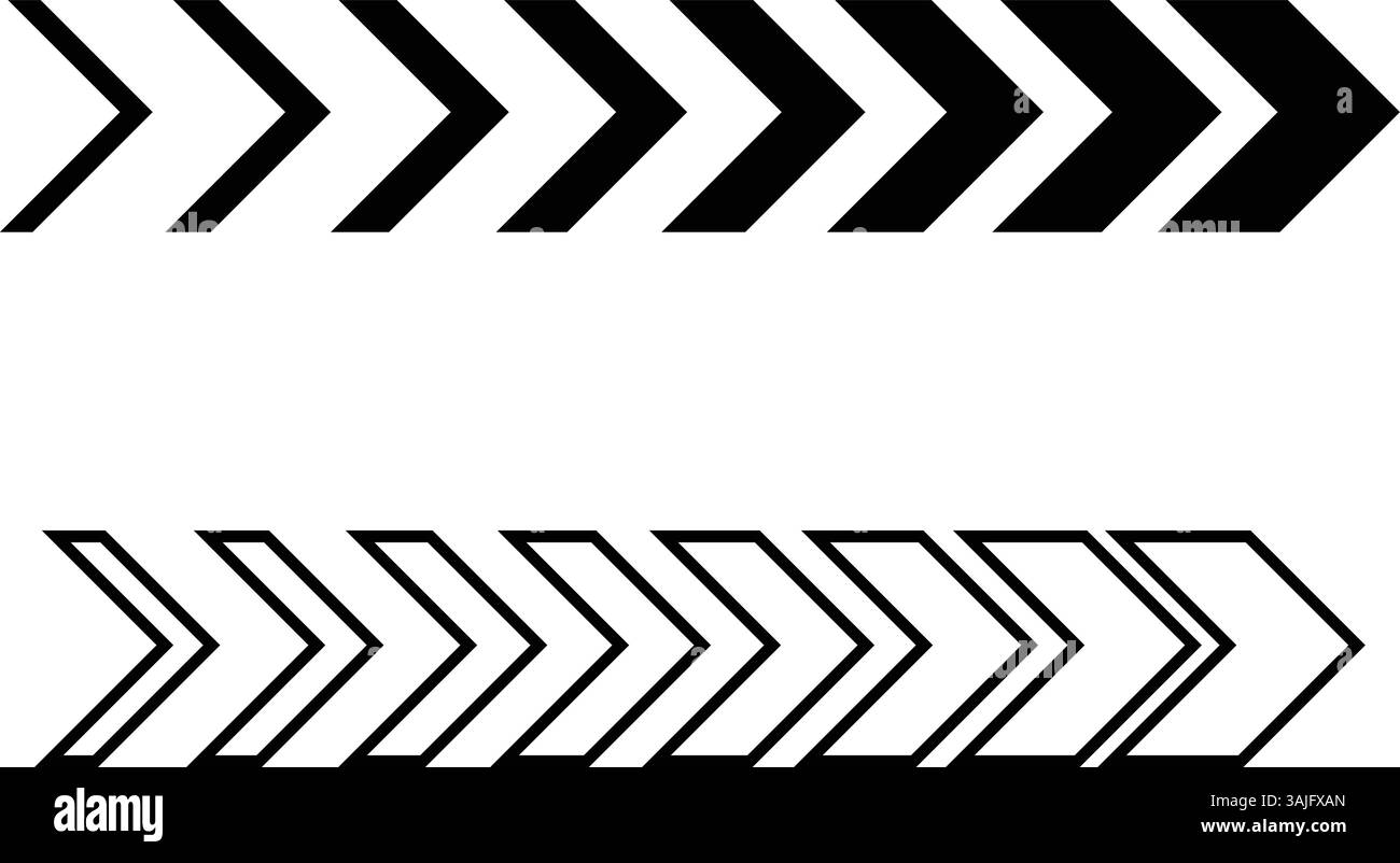 Vektorsatz für Richtungspfeile – Fettformatige und konturierte Chevron-Pfeile für Zeichen, Banner und Navigation Stock Vektor