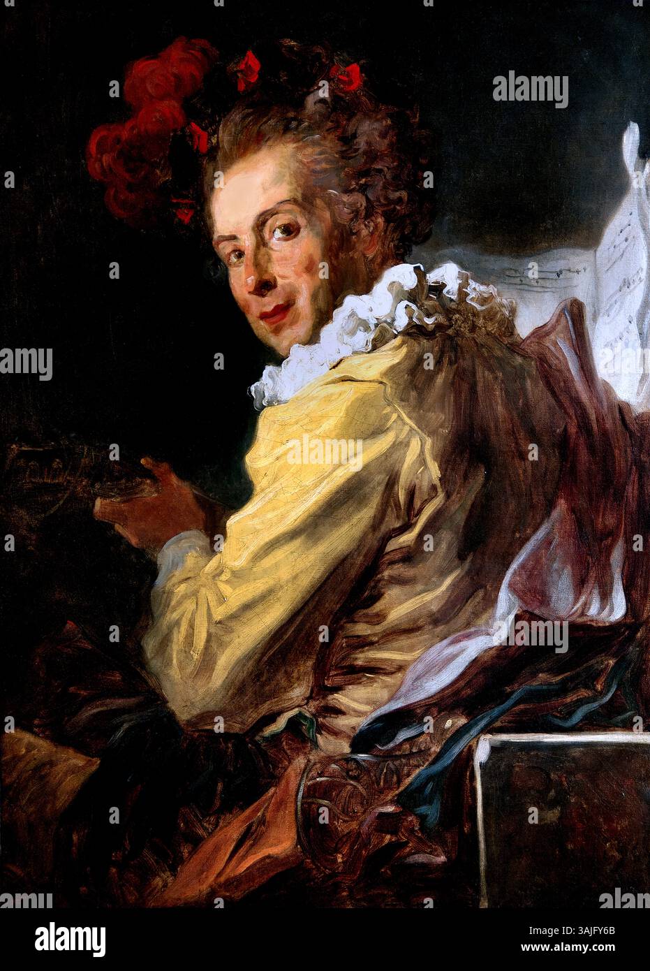 La Musique Musikporträt von M. de la Bretèche Bruder des Abtes von Saint No von Jean Honoré Fragonard 1732-1806 France French , Louvre Paris, Museum für schöne Kunst, Frankreich Stockfoto