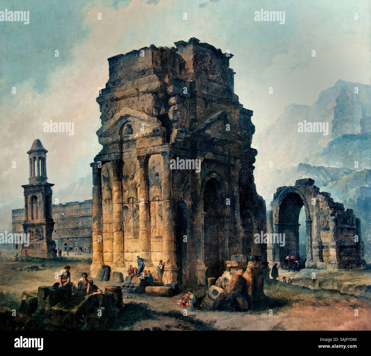 The Arc de Triomphe and the Theatre of Orange 1787 by Hubert Robert 1733-1808 France French Roman , Louvre Paris, Fine Art Museum, Frankreich, Stockfoto