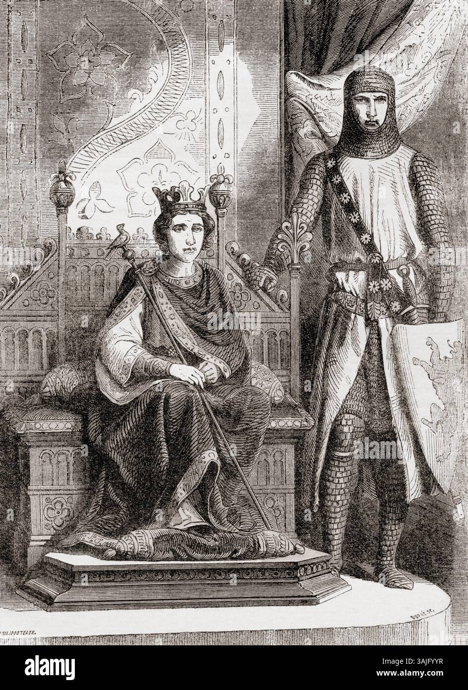 Heinrich III. Und der Earl of Pembroke. Heinrich III., 1207–1272, alias Henry of Winchester. König von England, Herr von Irland und Herzog von Aquitanien. Aus Cassells Illustrated History of England, veröffentlicht 1857. Stockfoto