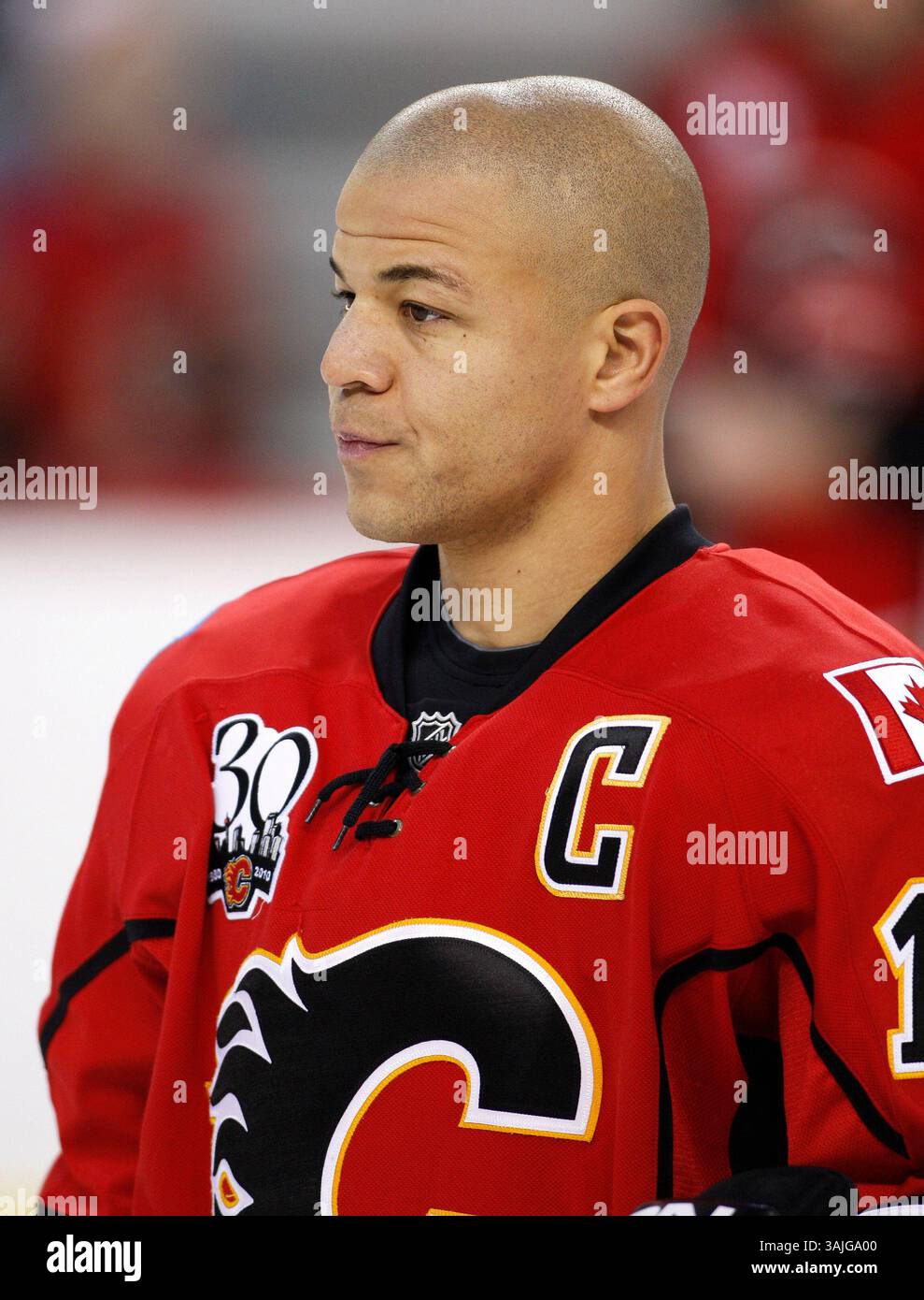 28. Dezember 2009 - Calgary, Alberta, Kanada - Foto des NHL-Spielerprofils auf Jarome Iginla von Calgary Flames während eines Spiels in Calgary. (Foto: © Larry MacDougal via ZUMA Wire) Stockfoto