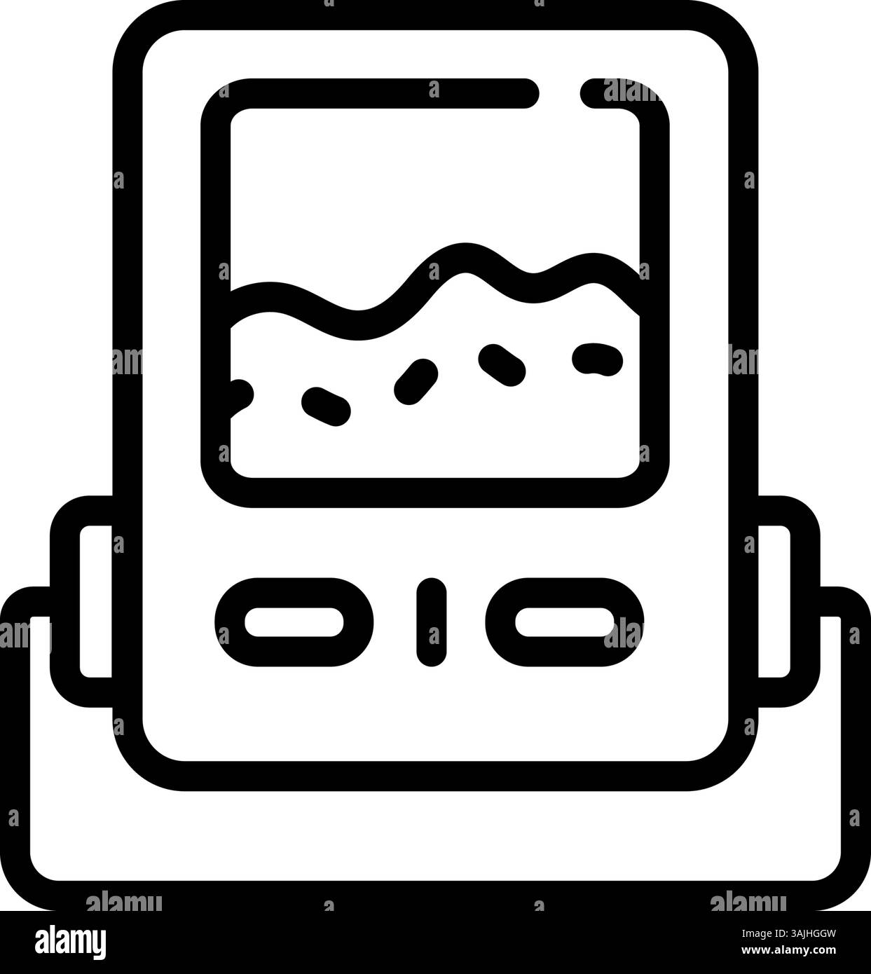 Lineares Fischsucher-Symbol. Echolot. Tiefenmesser. Fischsuche. Umrandung des digitalen Fischsucher-Vektorsymbols für Webdesign isoliert auf weißem Hintergrund Stock Vektor