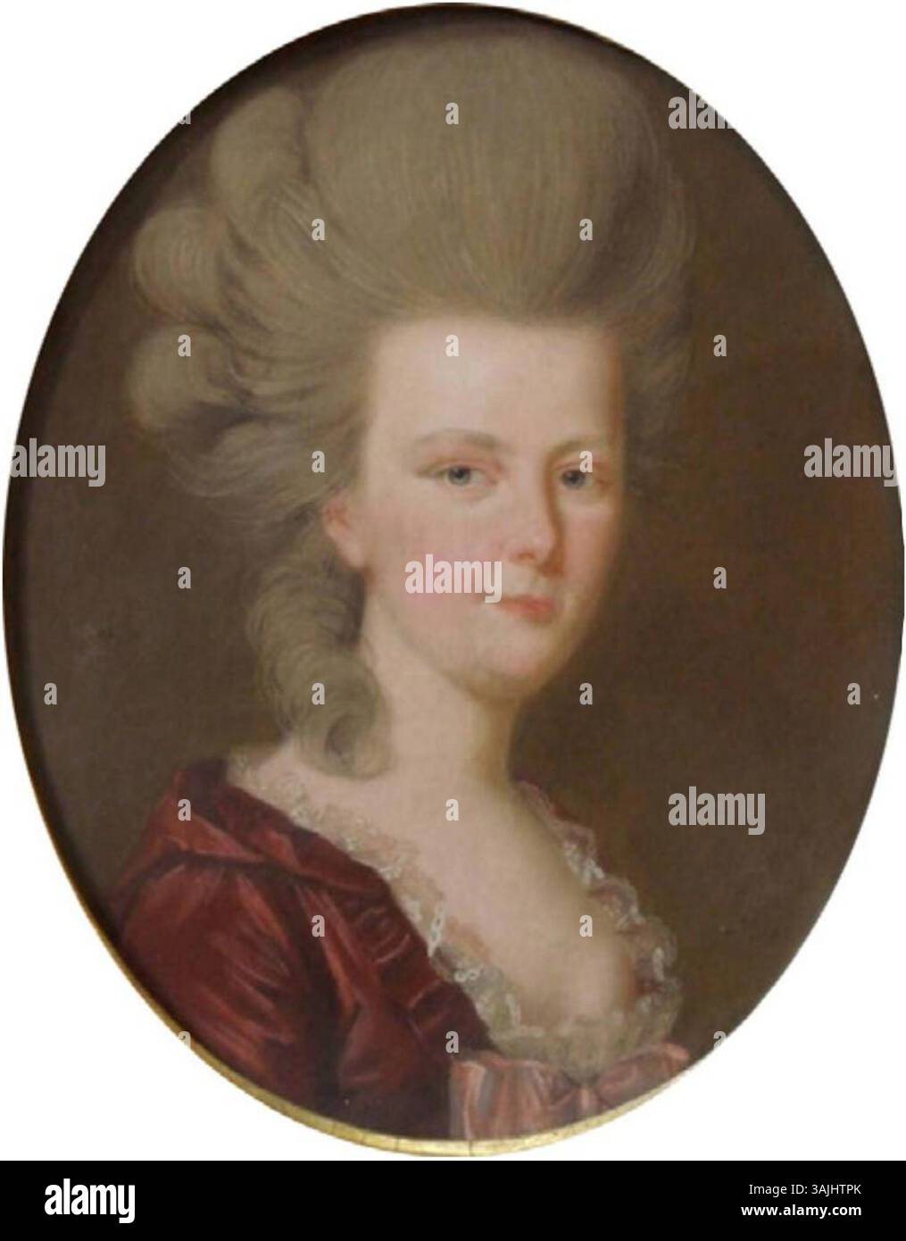 Dieses pastellfarbene Porträt, das einem unbekannten Künstler zugeschrieben wird, zeigt Frederika Louisa von Hessen-Darmstadt, Königin von Preußen. Das Porträt entstand zwischen 1770 und 1785 und ist in der Gemäldegalerie Alte Meister untergebracht. Stockfoto