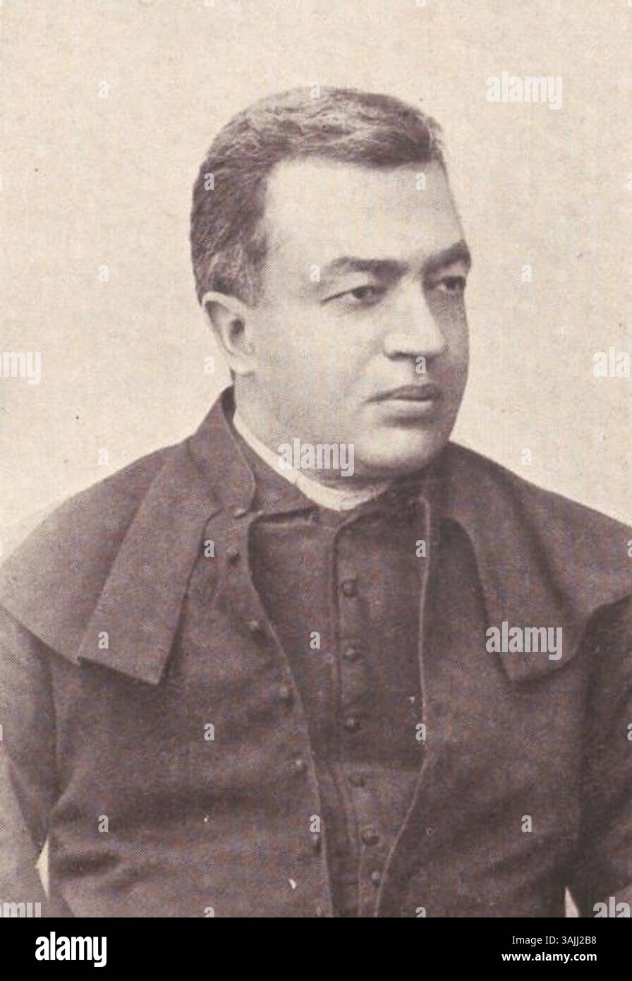 Apolinary Knothe, ein polnischer Priester und Dichter, war bekannt für seine literarischen Werke, insbesondere eine Reihe von Gedichten über Sandomierz. Sein Einfluss erstreckte sich über die Poesie hinaus auf kulturelle und soziale Kreise im späten 19. Jahrhundert. Stockfoto