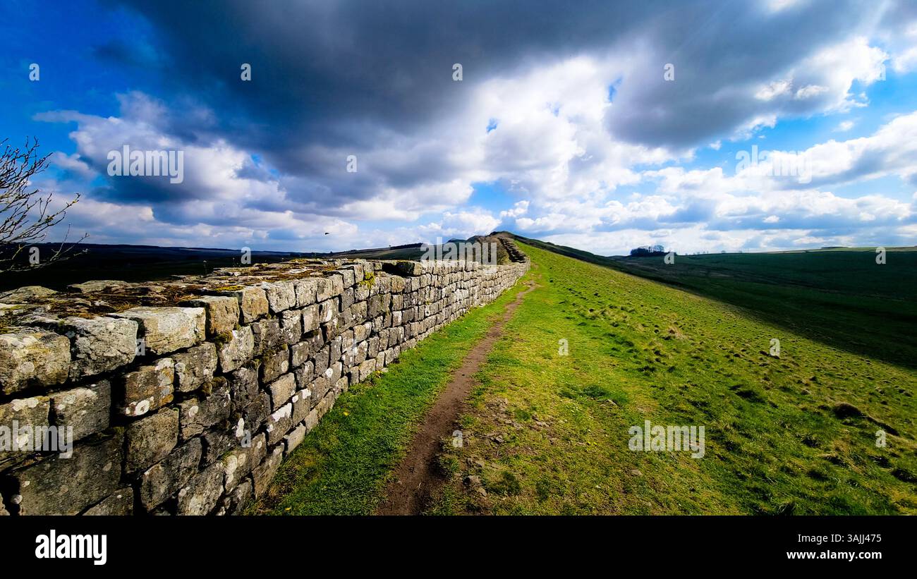 Hadrains Wall, Cumbria, England, Großbritannien. - Smartphone-aufgenommenes Stockfoto