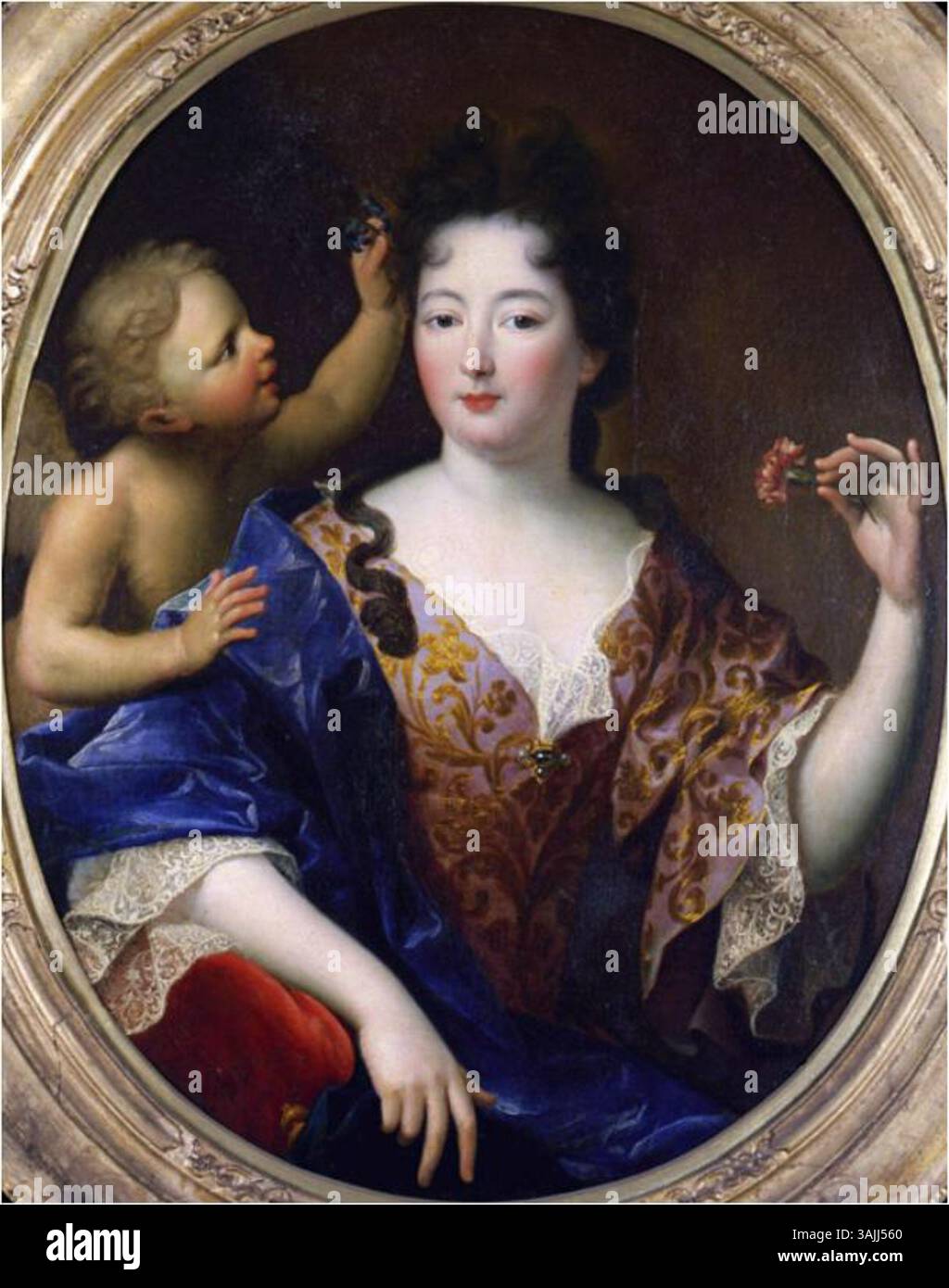 Ölgemälde von Nicolas Mignard aus dem 17. Jahrhundert mit der Darstellung Henriette de Gramont, Marquise de Raffetot, Tochter von Antoine III. De Gramont. Das Gemälde ist Teil der Gramont Collection. Stockfoto