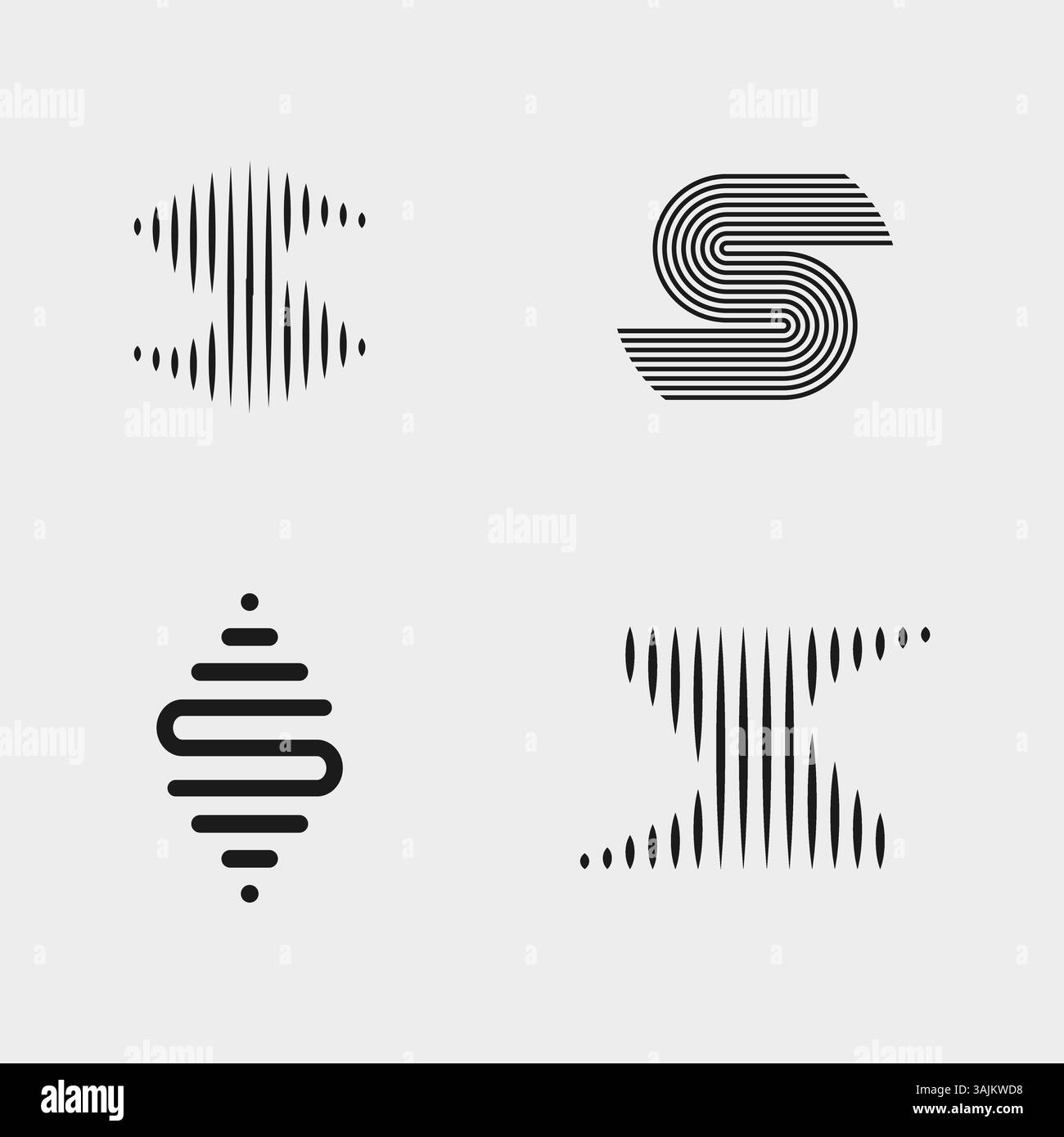 Set aus Tech und Wavy Style Letter S Design Stock Vektor