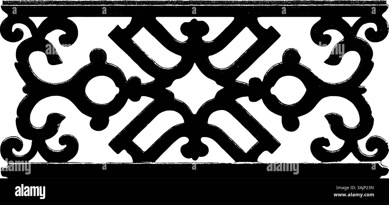 Kunstvolles Vintage-Design mit symmetrischen Mustern und Scrollmotiven. Stock Vektor