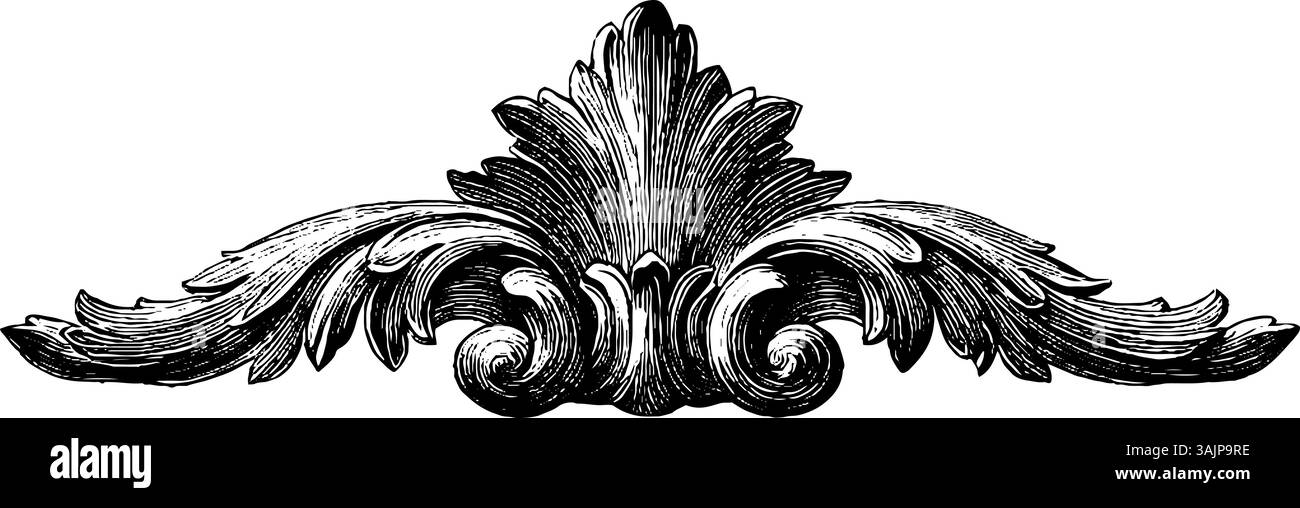 Verziertes Vintage-Blumenmotiv mit komplizierten Scroll-Details. Stock Vektor