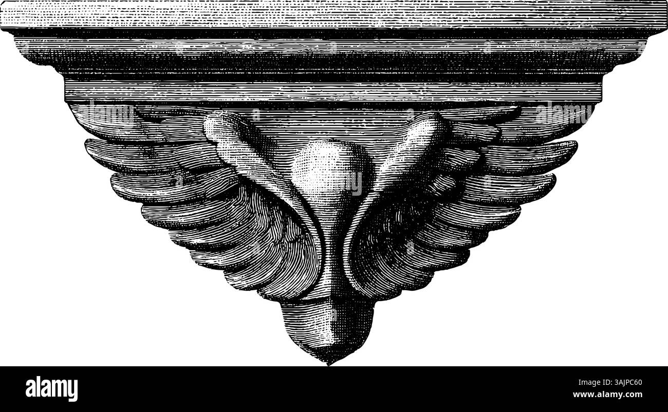 Vintage-Architektur Lorbeer mit Flügeldesign für klassische Ornamente. Stock Vektor