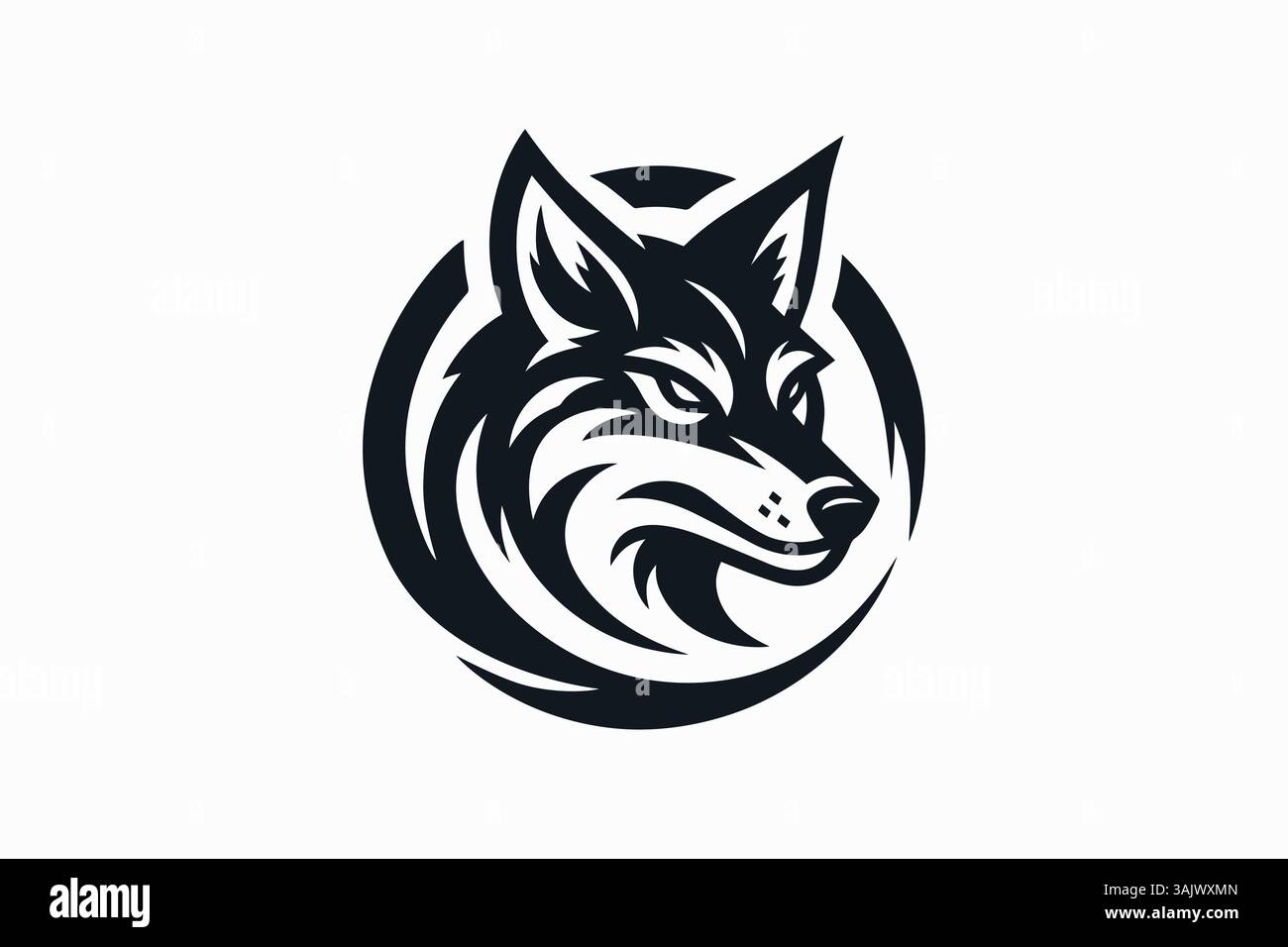 Kojote Kopf Wolf Gesicht Logo Tier Wildlife Predator in der Natur Markenidentität Edgy Abzeichen Stock Vektor