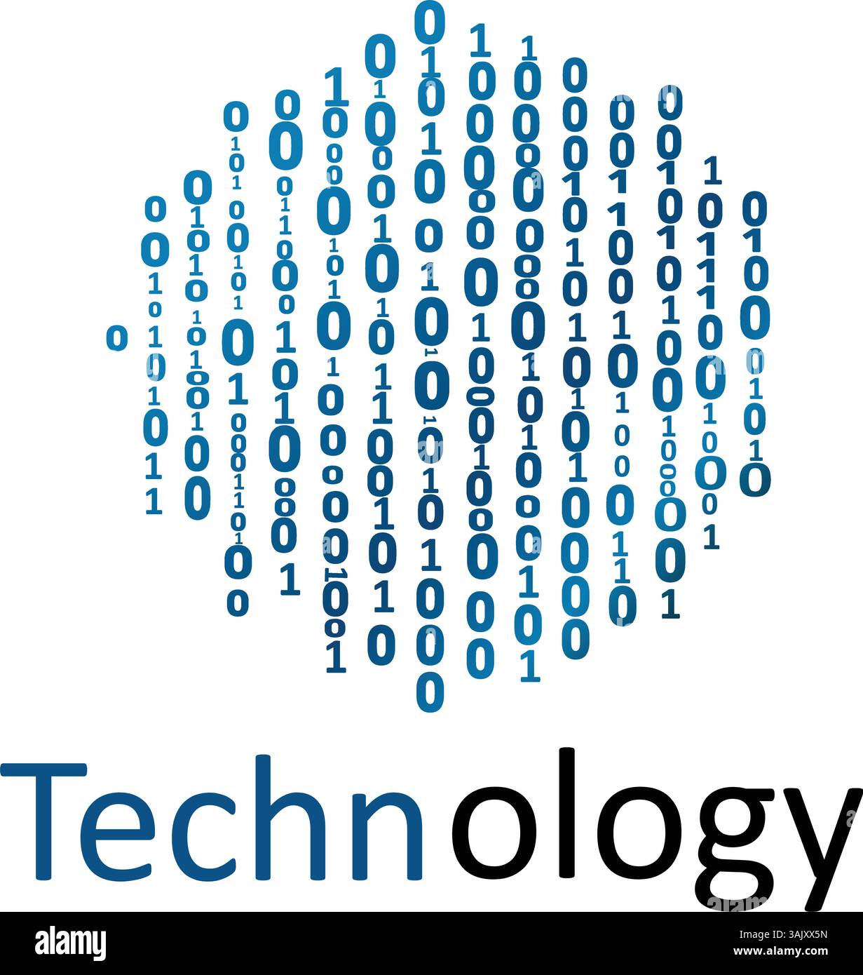Abstraktes Cloud-Logo-Design mit Binärcode für Technologie und Innovation Stock Vektor