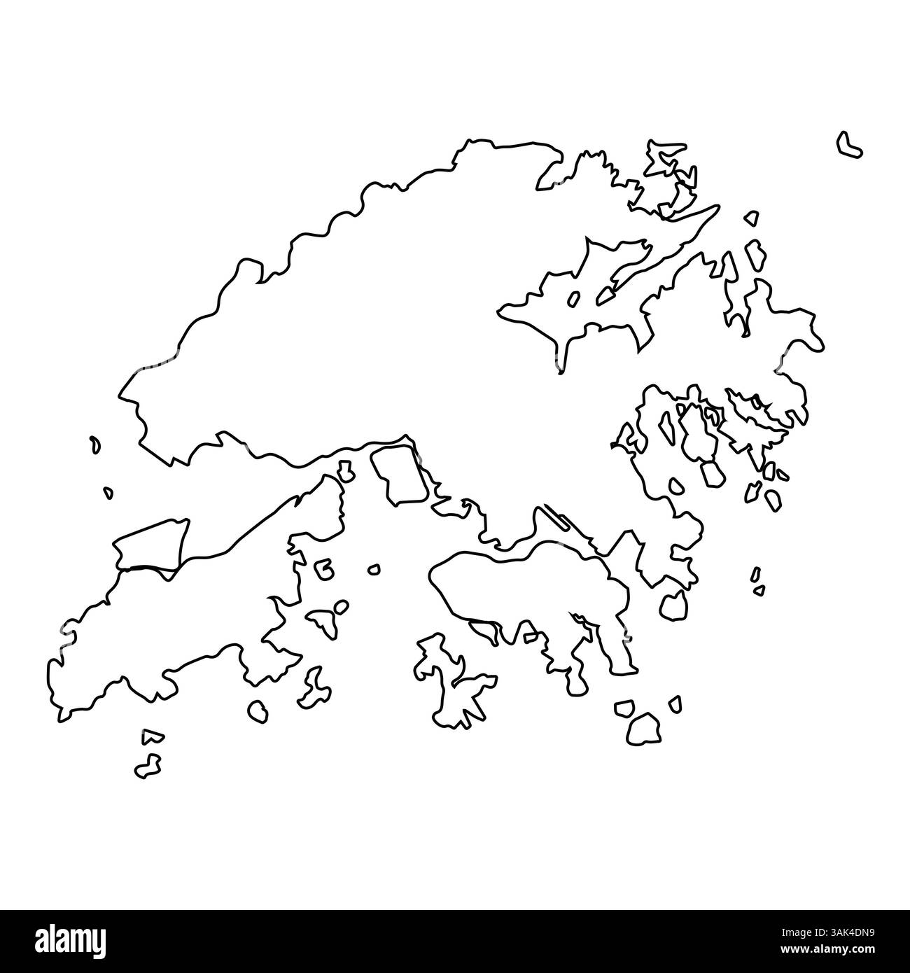 Hongkong Gliederungskarte, Detaillierte Geografische Darstellung Stock Vektor