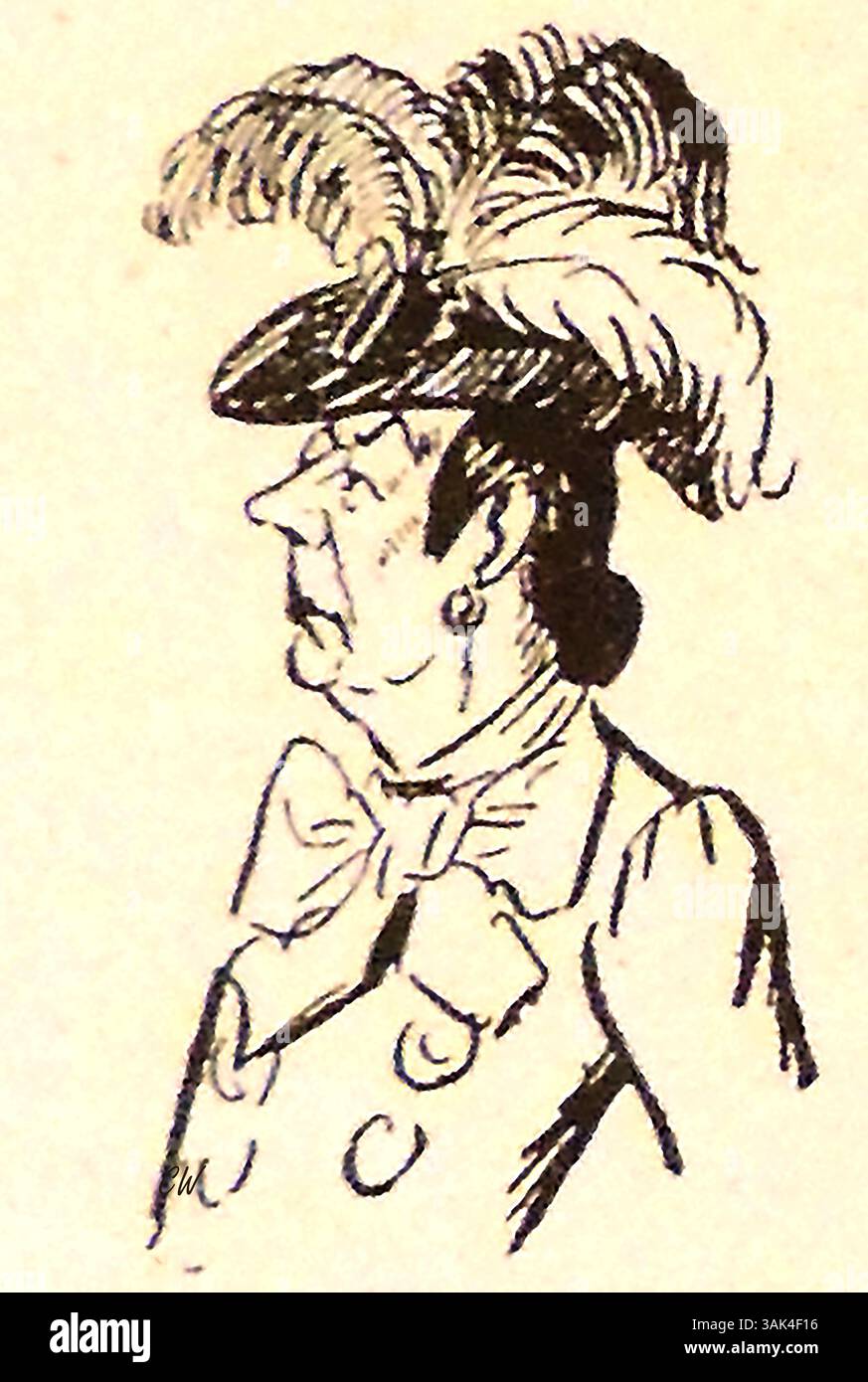 Ein Cartoon-Porträt des britischen Politikers Joseph Chamberlain (1836–1914). Er war Staatssekretär für die Kolonien, Oppositionsführer, Präsident des Local Government Board und Präsident des Board of Trade in der britischen Regierung. Stockfoto