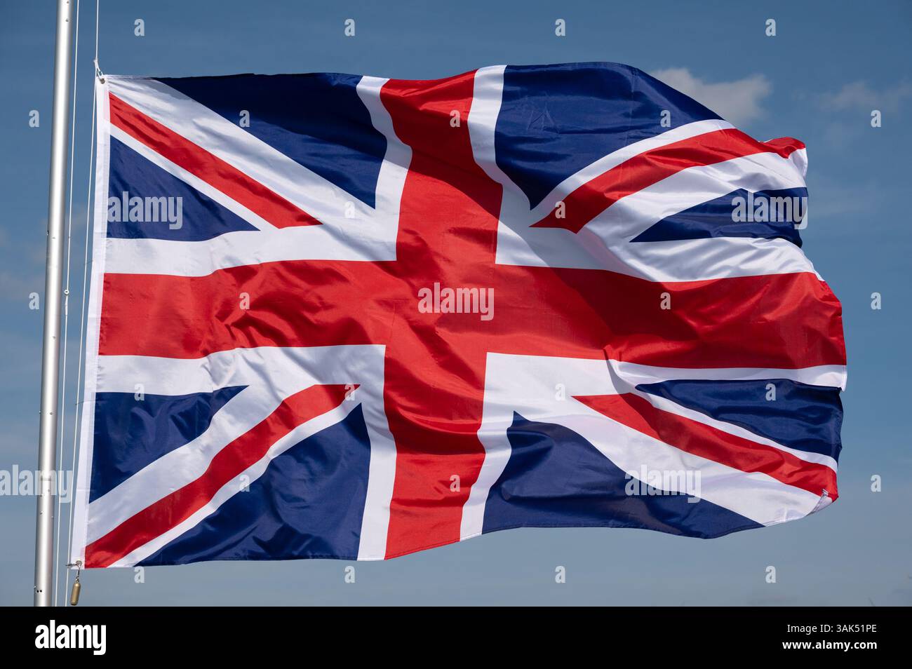 Nahaufnahme der Nationalflagge von Großbritannien, Großbritannien, Großbritannien, flatternd Stockfoto