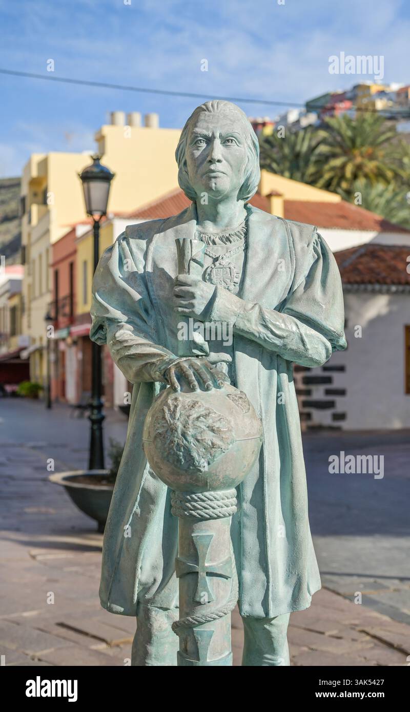 Statue von Christoph Kolumbus, San Sebastian de La Gomera, La Gomera, Spanien Stockfoto